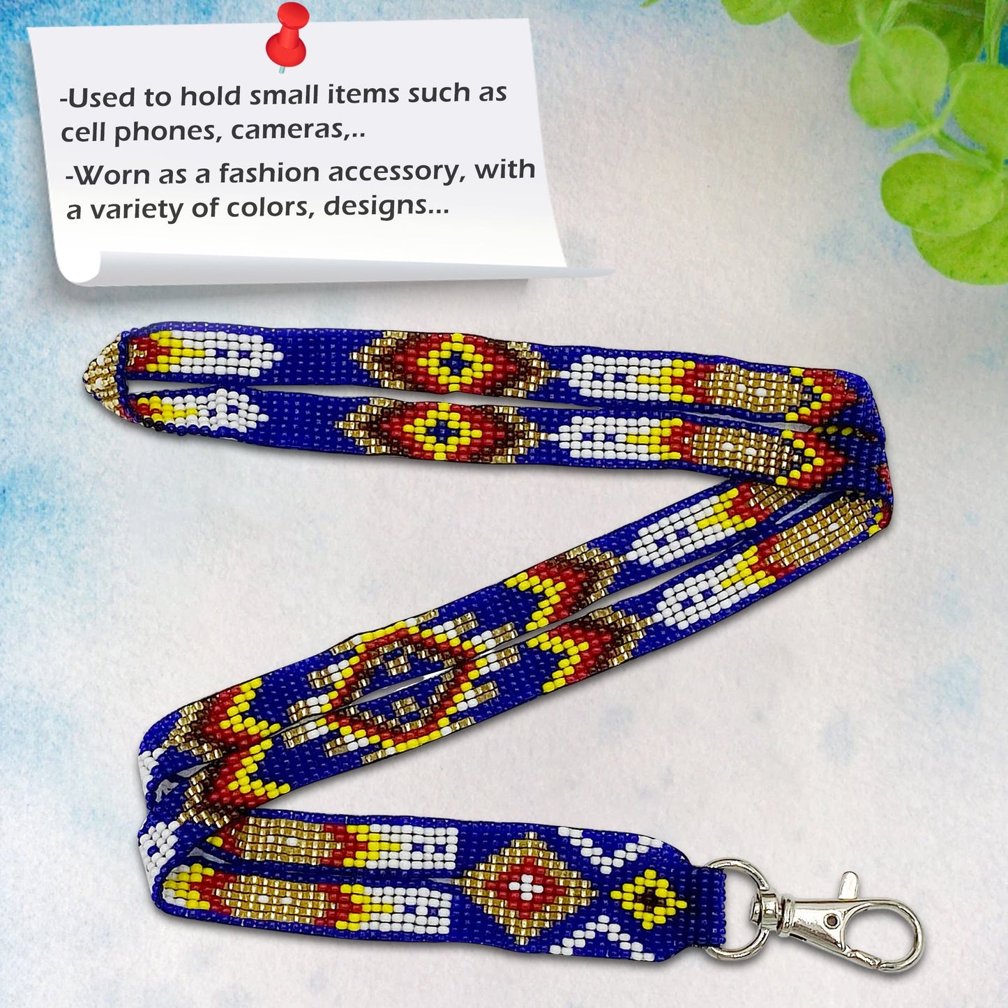 SALE 30% OFF - Blue Golden Red Beaded Feather Beadwork