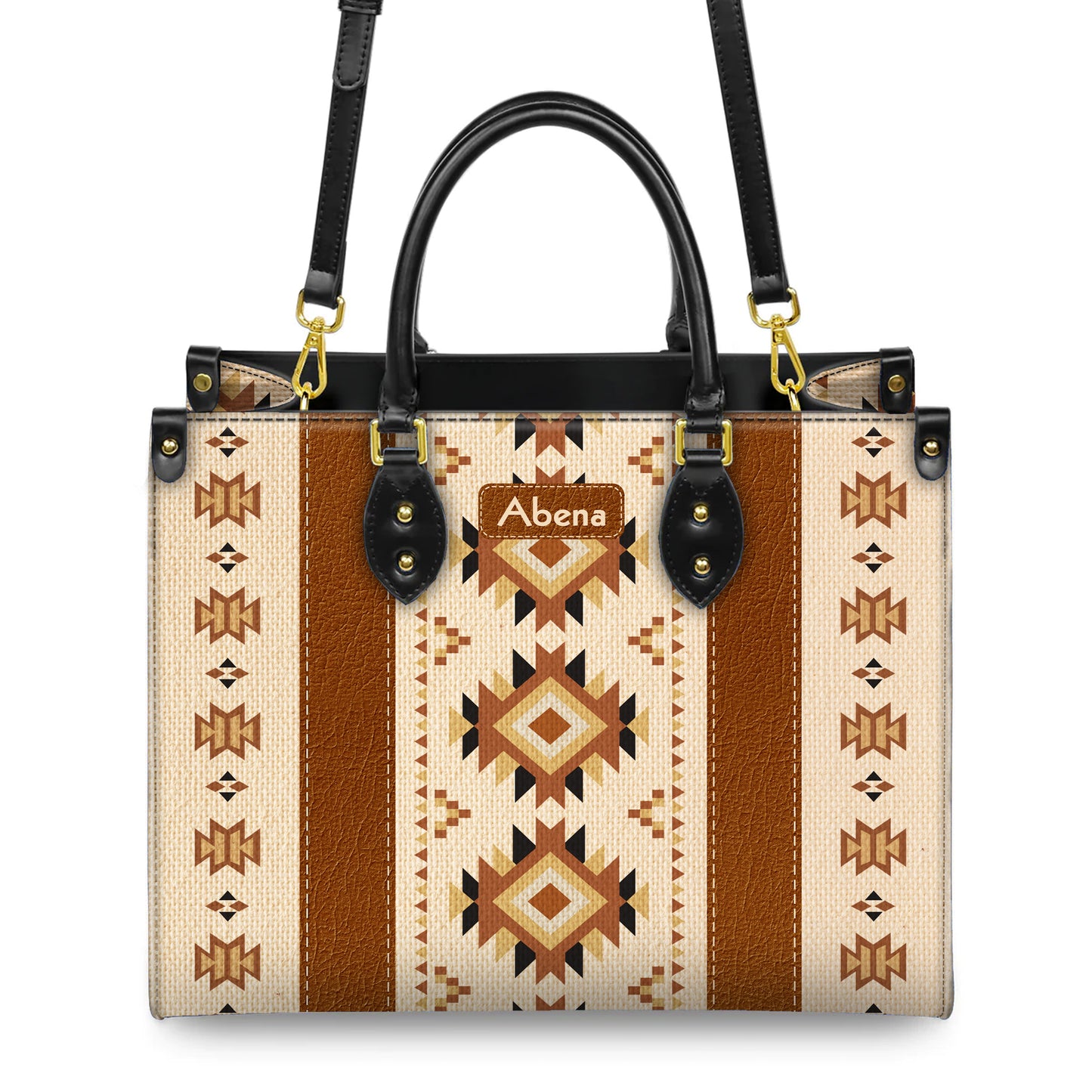 Personalized Leather Handbag for Women - Design Patterns Boho Aztec Style LB01