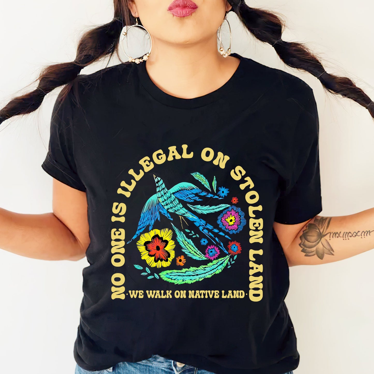 NO ONE IS ILLEGAL ON STOLEN LAND. WE WALK ON NATIVE LAND Style 10 - One Sides Unisex T-Shirt/Hoodie/Sweatshirt