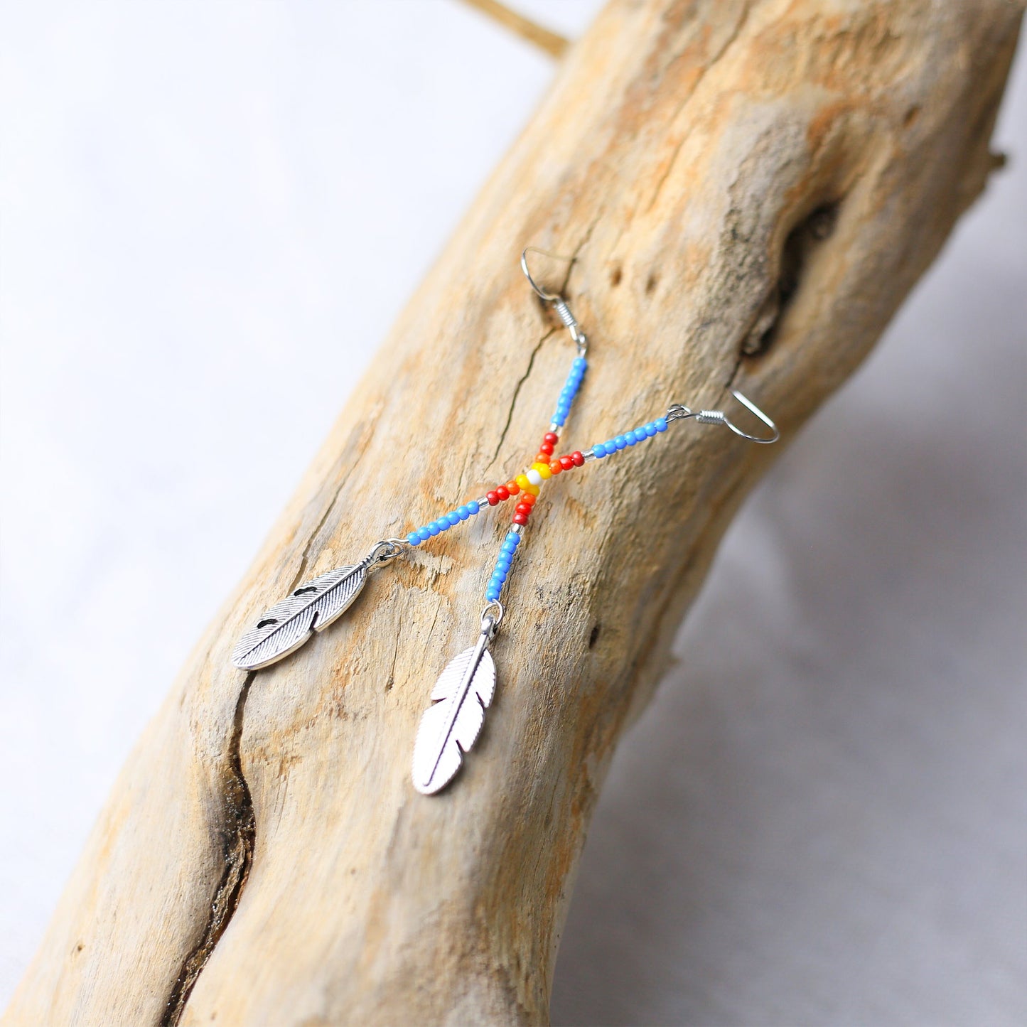 SALE 30% OFF - Blue Stick Pattern Beaded Handmade Earrings For Women