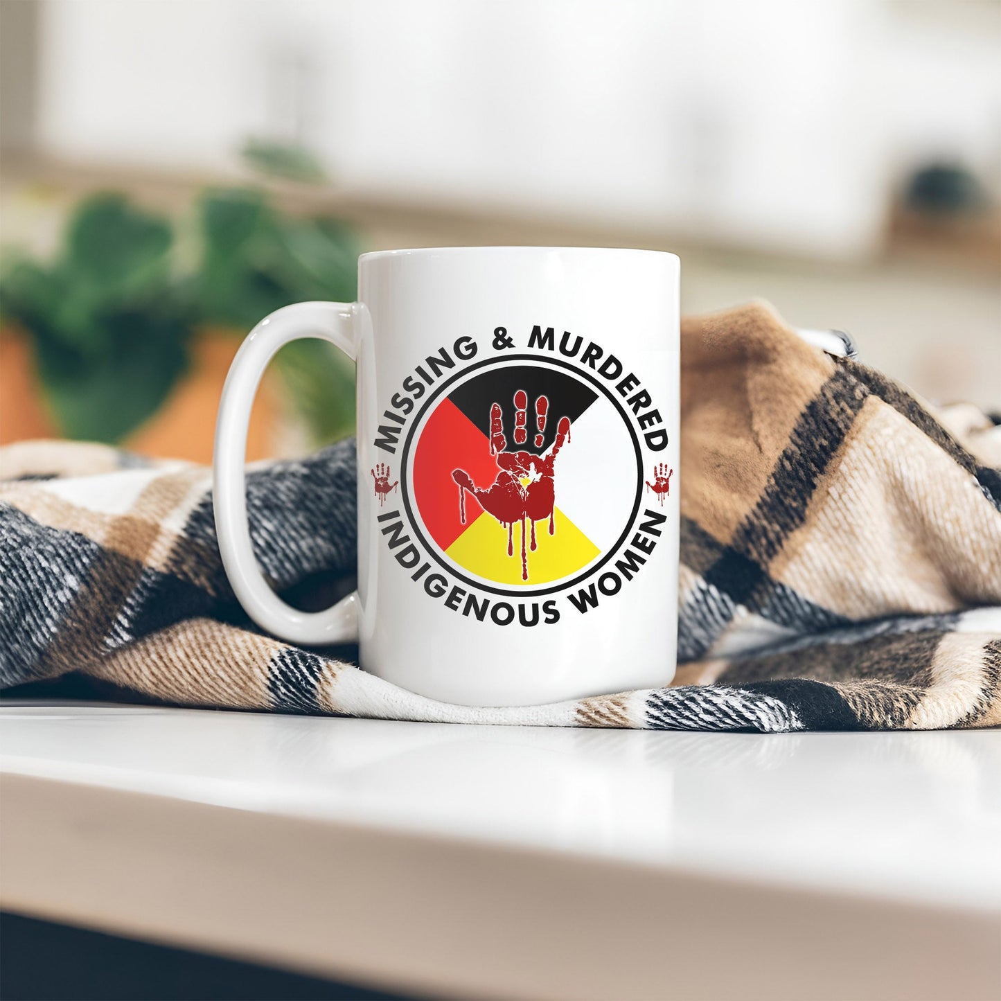 MMIW Missing Murder Indigenous Women Red Hand Circle Four Color Ceramic Coffee Mug