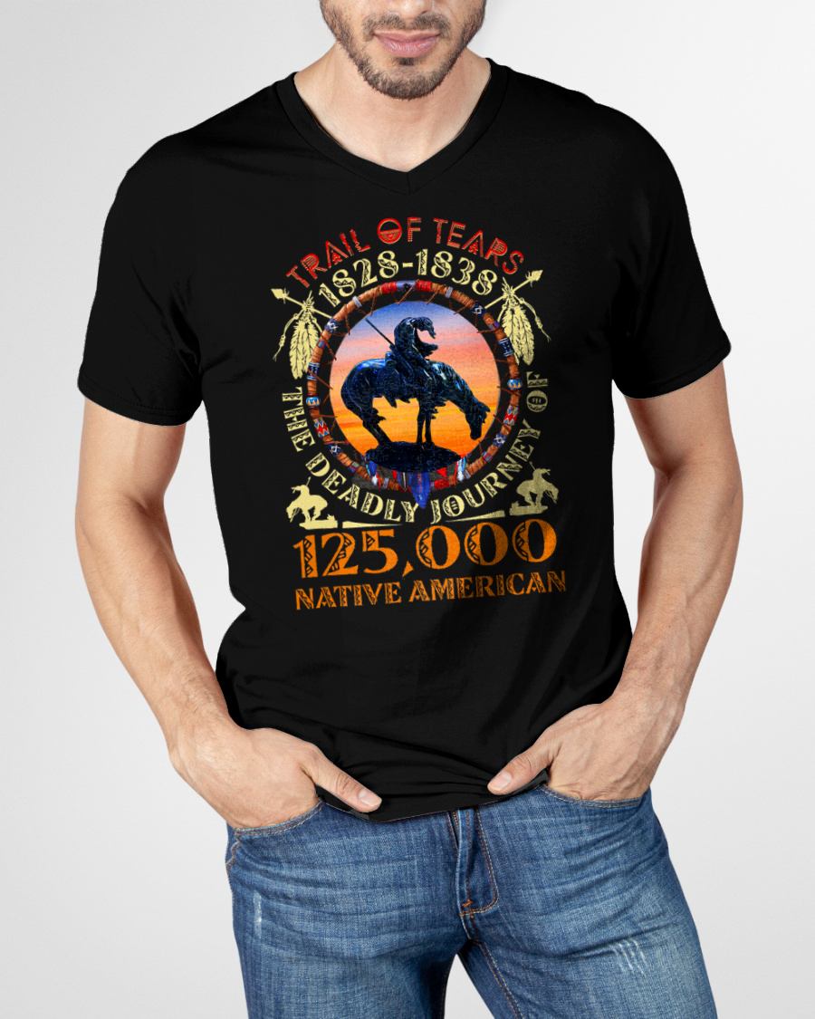 Native American Trail Of Tears 125000 Unisex T-Shirt - Black, Small - Short Sleeve - Cultural T-Shir