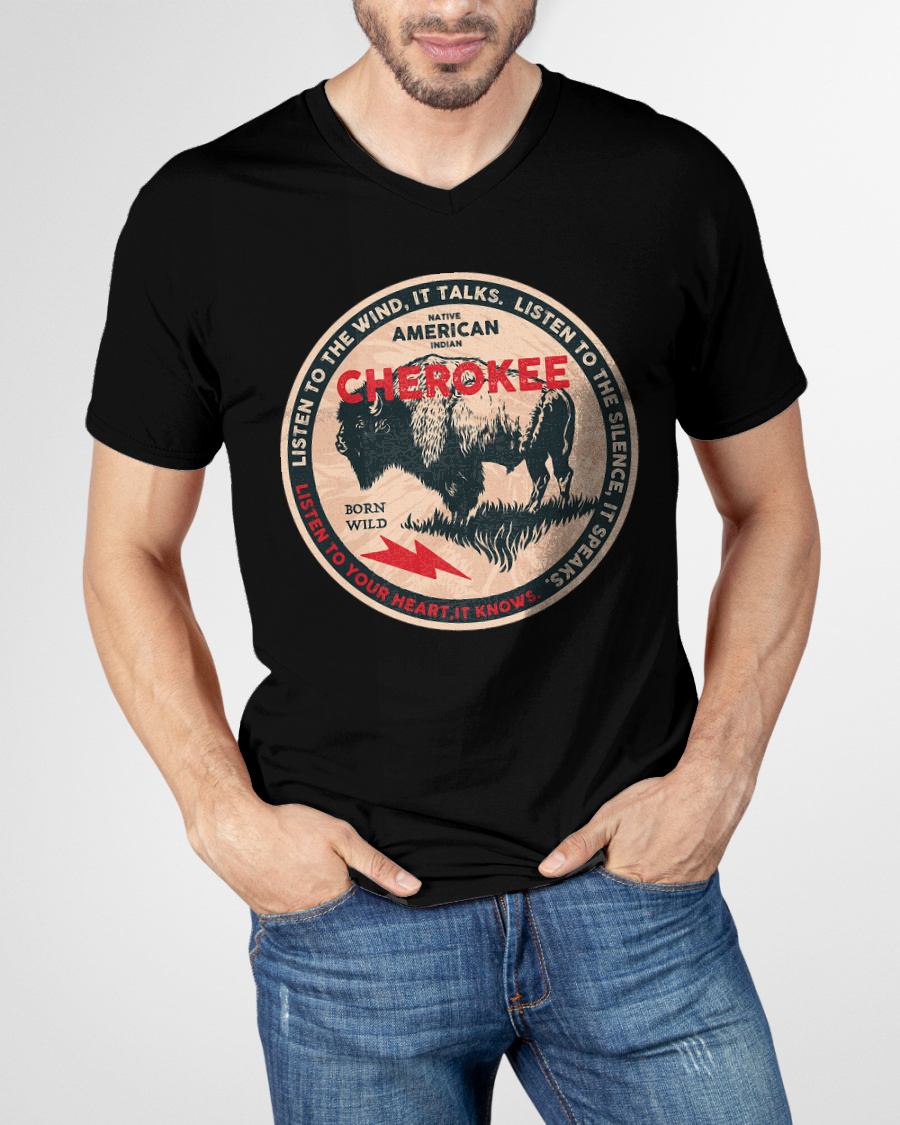 Cherokee Native American Indian Born Freedom Wild Buffalo T-Shirt