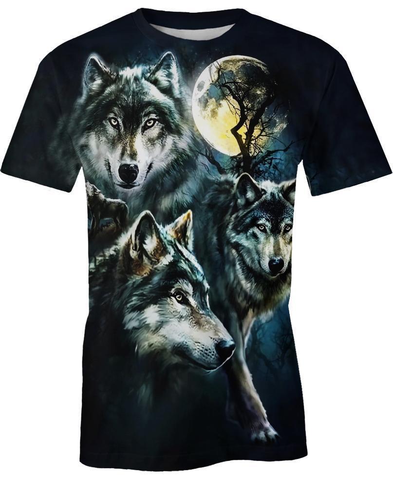 Wolf Night Moon 3D Hoodie - Native American Pride Shop