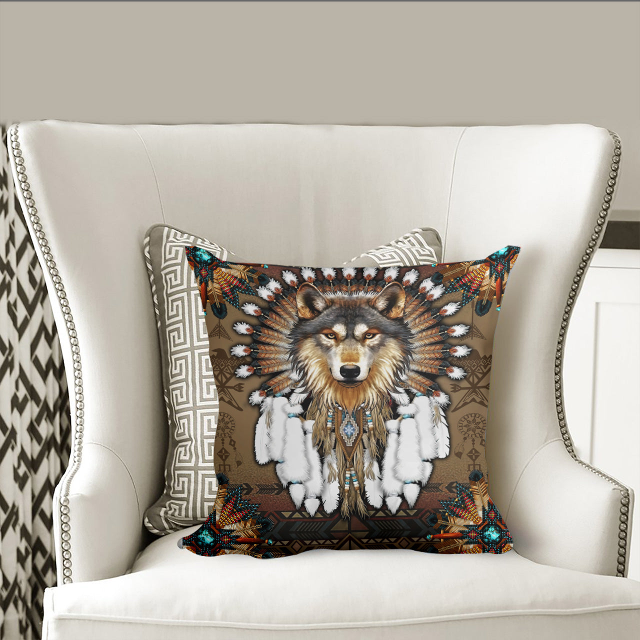 Wolf Native American Pillow Cover WCS