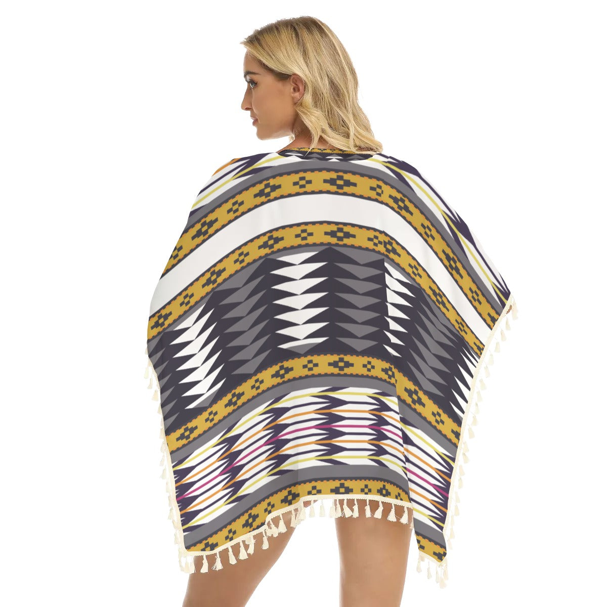 Native American Women's Square Fringed Shawl WCS