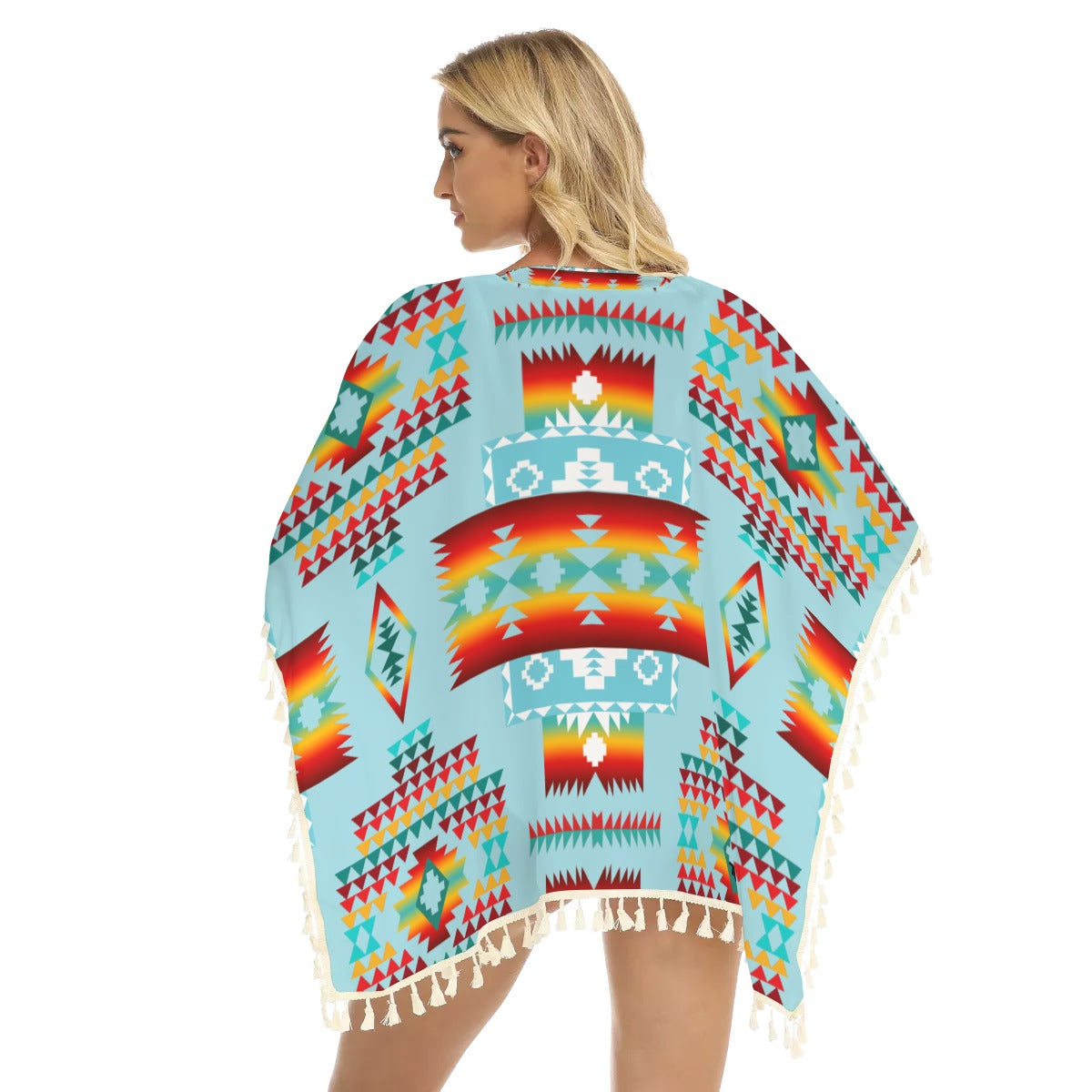 Native American Women's Square Fringed Shawl WCS