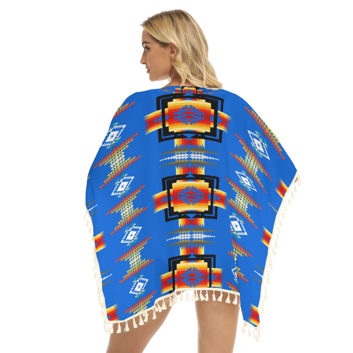 Native American Women's Square Fringed Shawl WCS