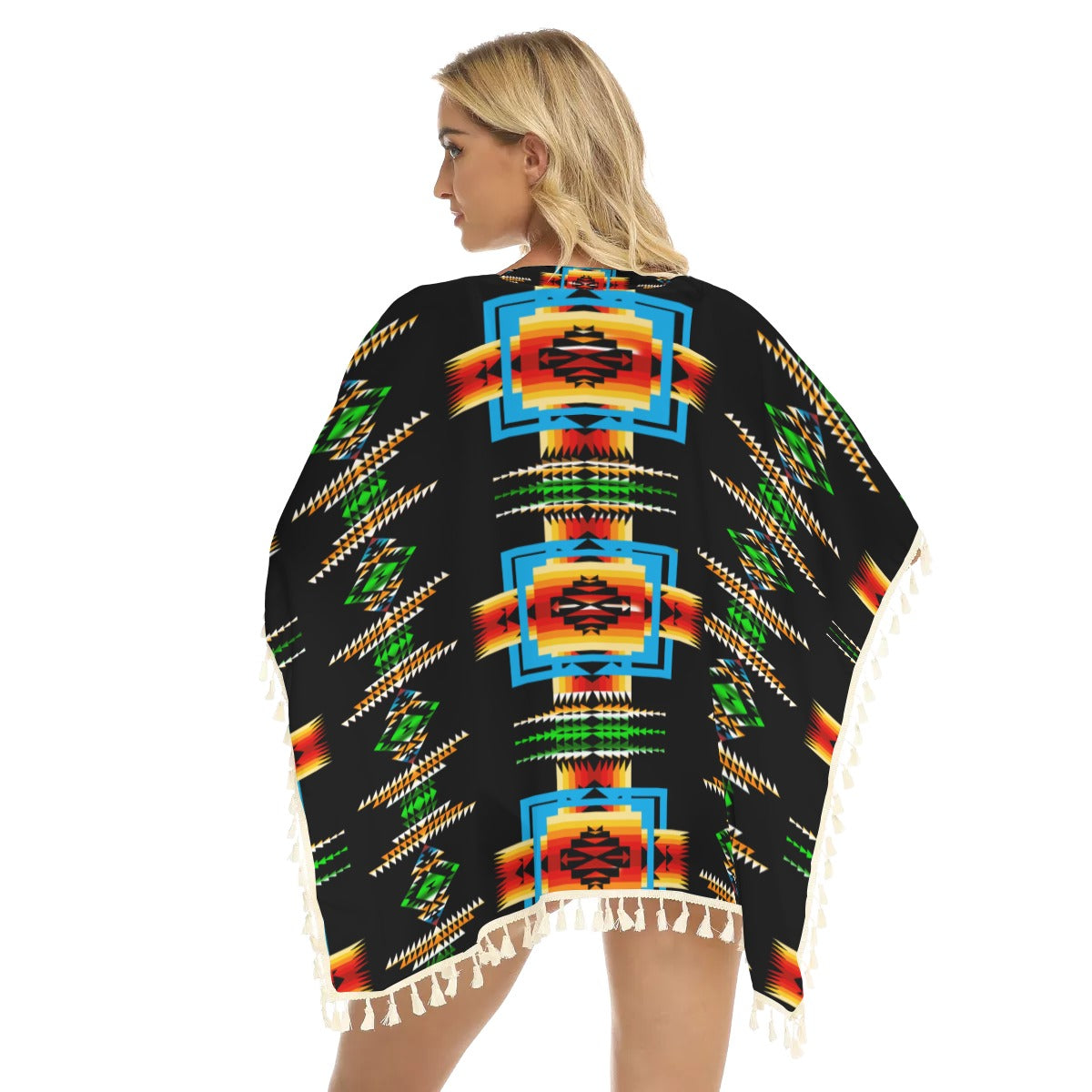 Native American Women's Square Fringed Shawl WCS