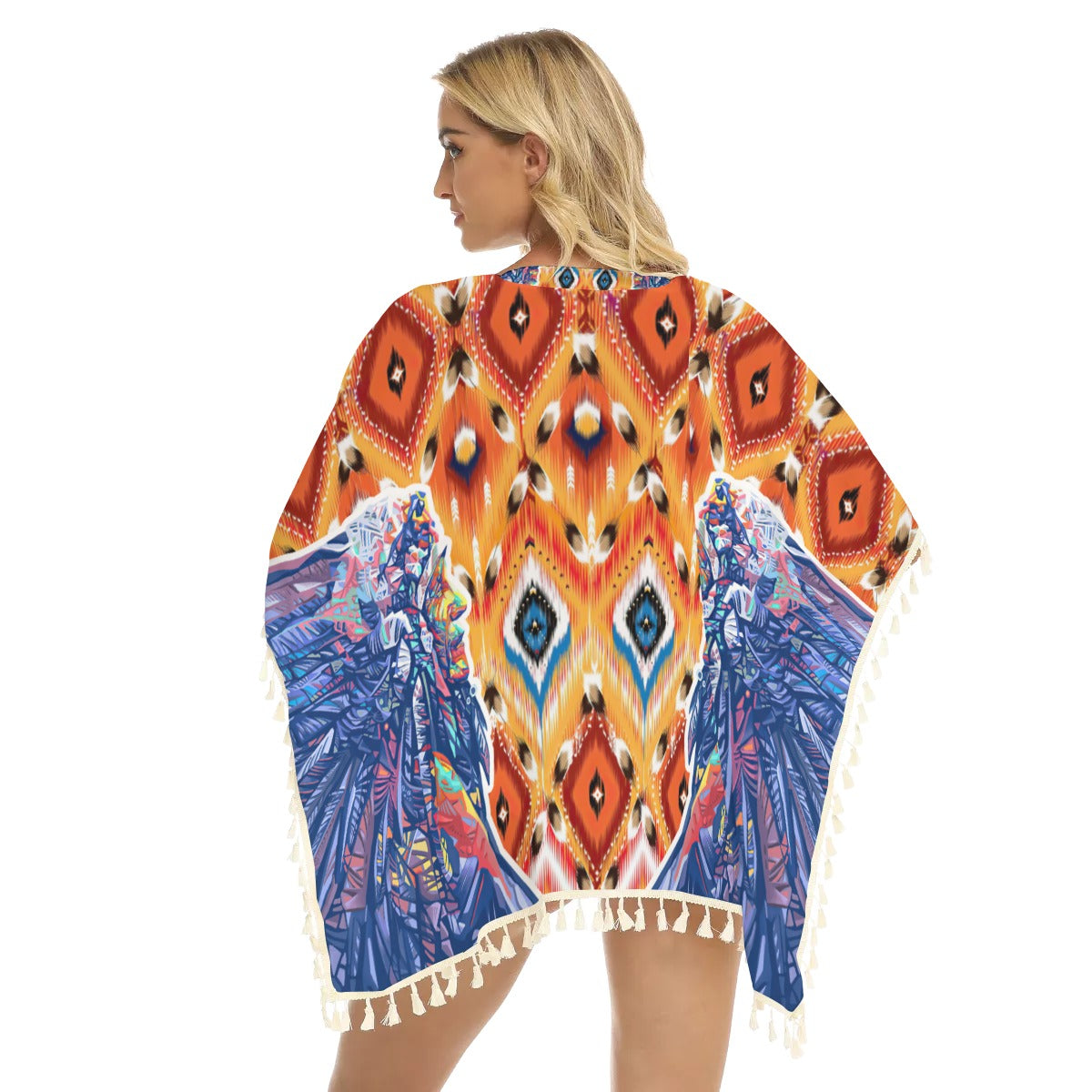 Native American Women's Square Fringed Shawl WCS