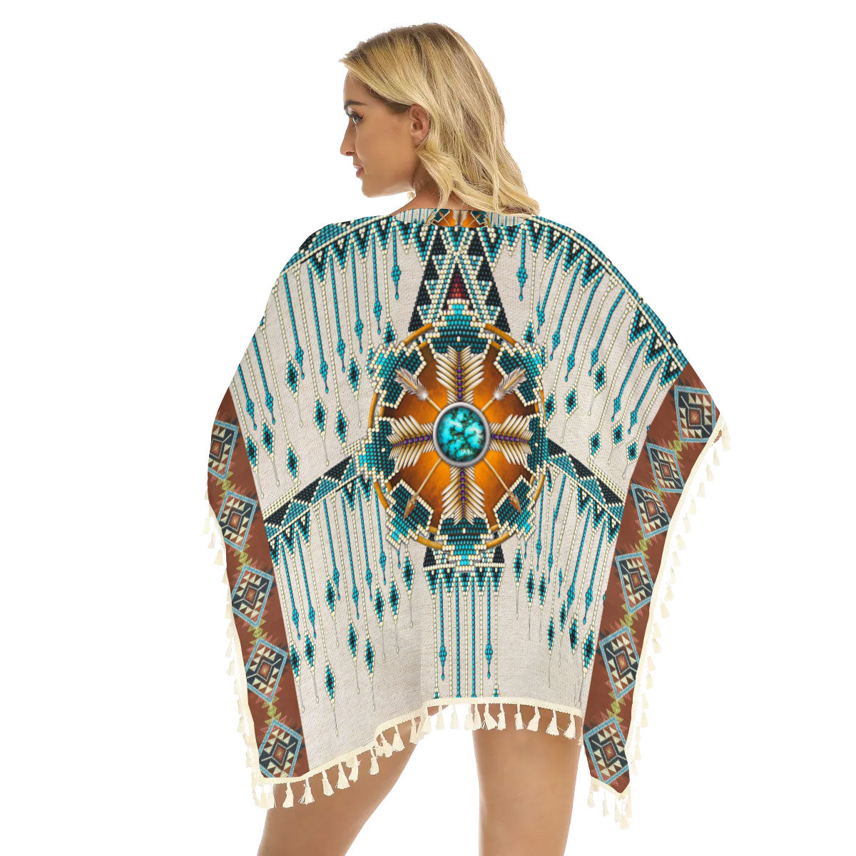 Native American Women's Square Fringed Shawl WCS