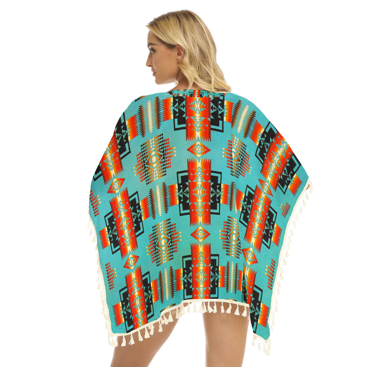 Native American Women's Square Fringed Shawl WCS