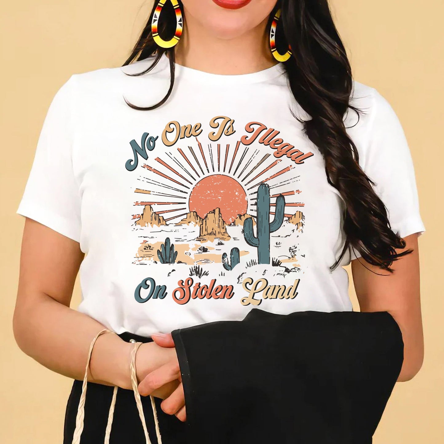 NO ONE IS ILLEGAL ON STOLEN LAND Style 12 - One Sides Unisex T-Shirt/T-Shirt V-Neck/Hoodie/Sweatshirt