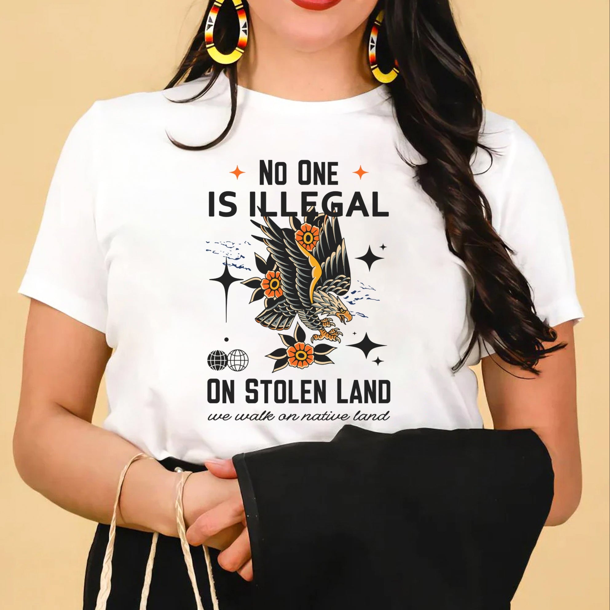 NO ONE IS ILLEGAL ON STOLEN LAND. WE WALK ON NATIVE LAND Style 11 - One Sides Unisex T-Shirt/T-Shirt V-Neck/Hoodie/Sweatshirt