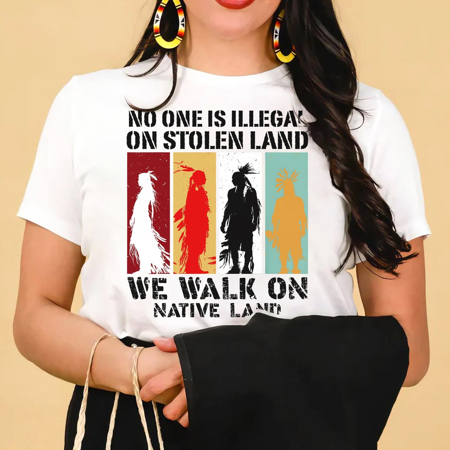 NO ONE IS ILLEGAL ON STOLEN LAND. WE WALK ON NATIVE LAND Style 8 - One Sides Unisex T-Shirt/T-Shirt V-Neck/Hoodie/Sweatshirt