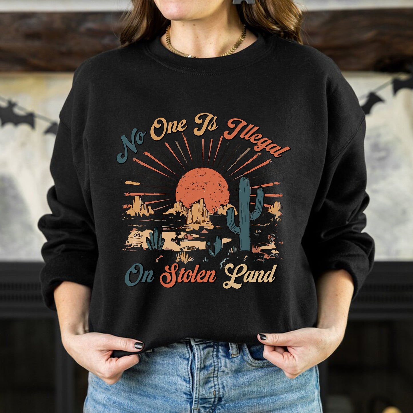 NO ONE IS ILLEGAL ON STOLEN LAND Style 12 - One Sides Unisex T-Shirt/T-Shirt V-Neck/Hoodie/Sweatshirt