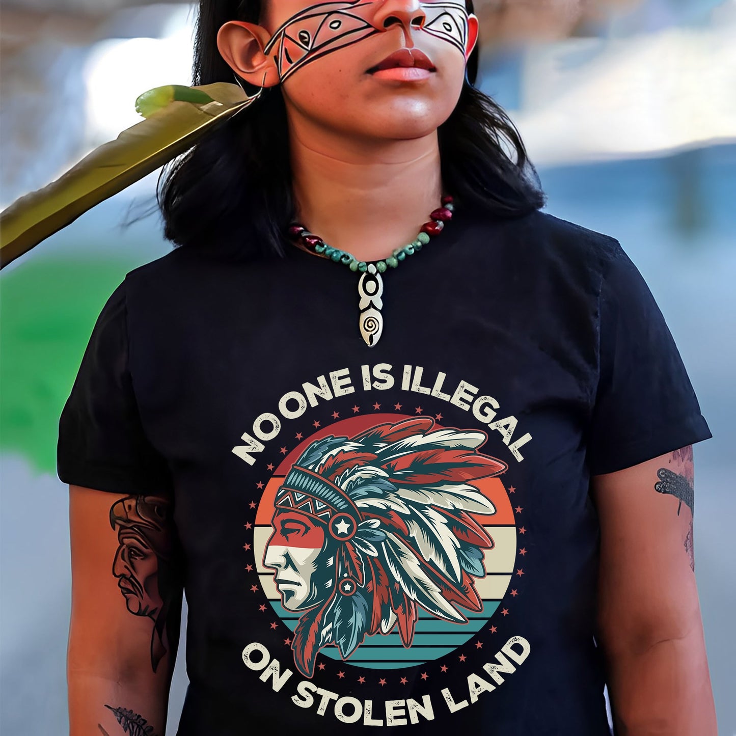 NO ONE IS ILLEGAL ON STOLEN LAND Style 13 - One Sides Unisex T-Shirt/T-Shirt V-Neck/Hoodie/Sweatshirt