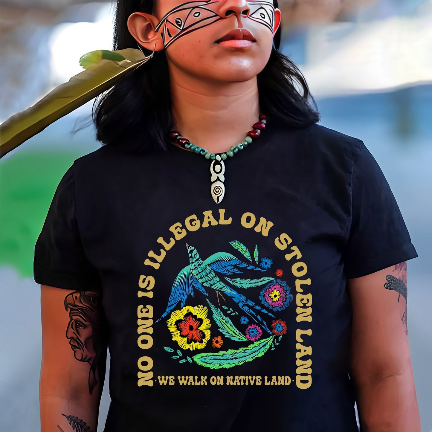 NO ONE IS ILLEGAL ON STOLEN LAND. WE WALK ON NATIVE LAND Style 10 - One Sides Unisex T-Shirt/Hoodie/Sweatshirt