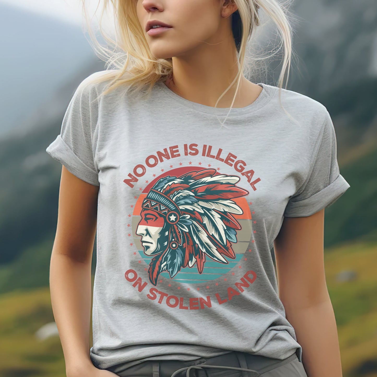 NO ONE IS ILLEGAL ON STOLEN LAND Style 13 - One Sides Unisex T-Shirt/T-Shirt V-Neck/Hoodie/Sweatshirt
