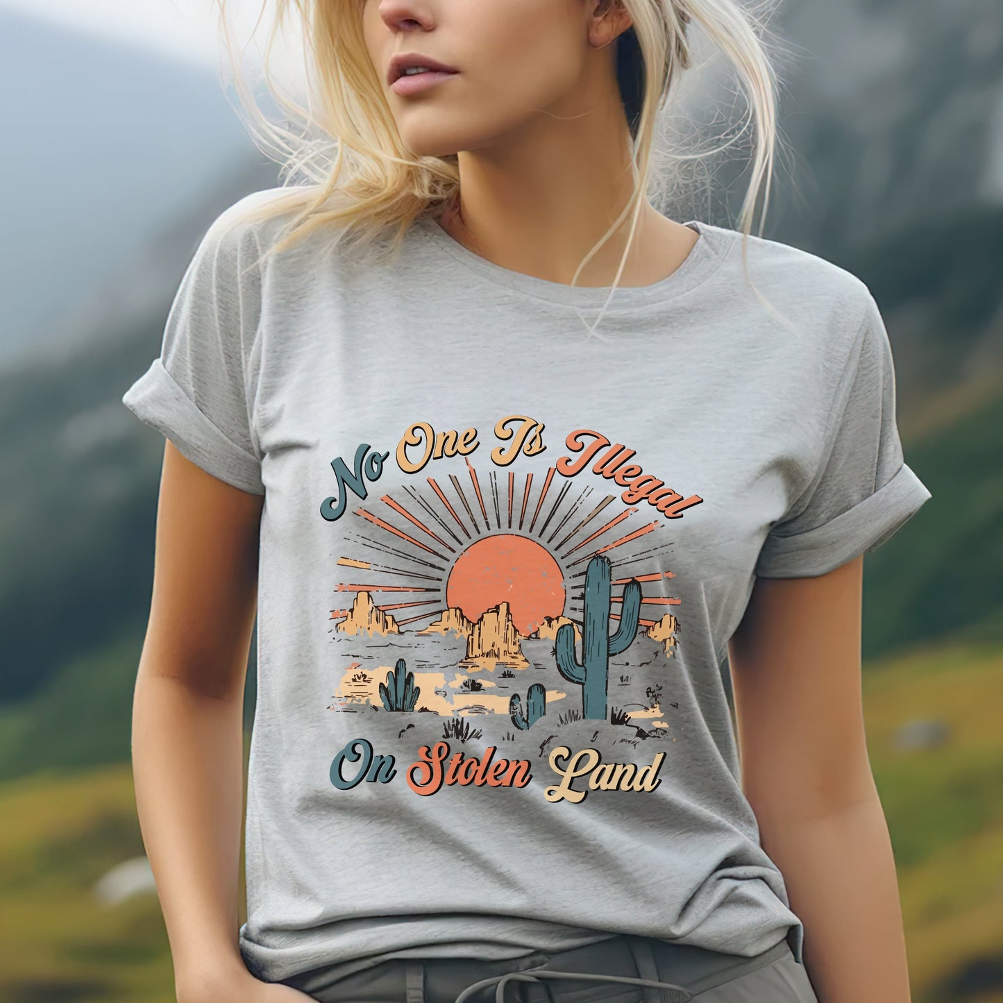 NO ONE IS ILLEGAL ON STOLEN LAND Style 12 - One Sides Unisex T-Shirt/T-Shirt V-Neck/Hoodie/Sweatshirt