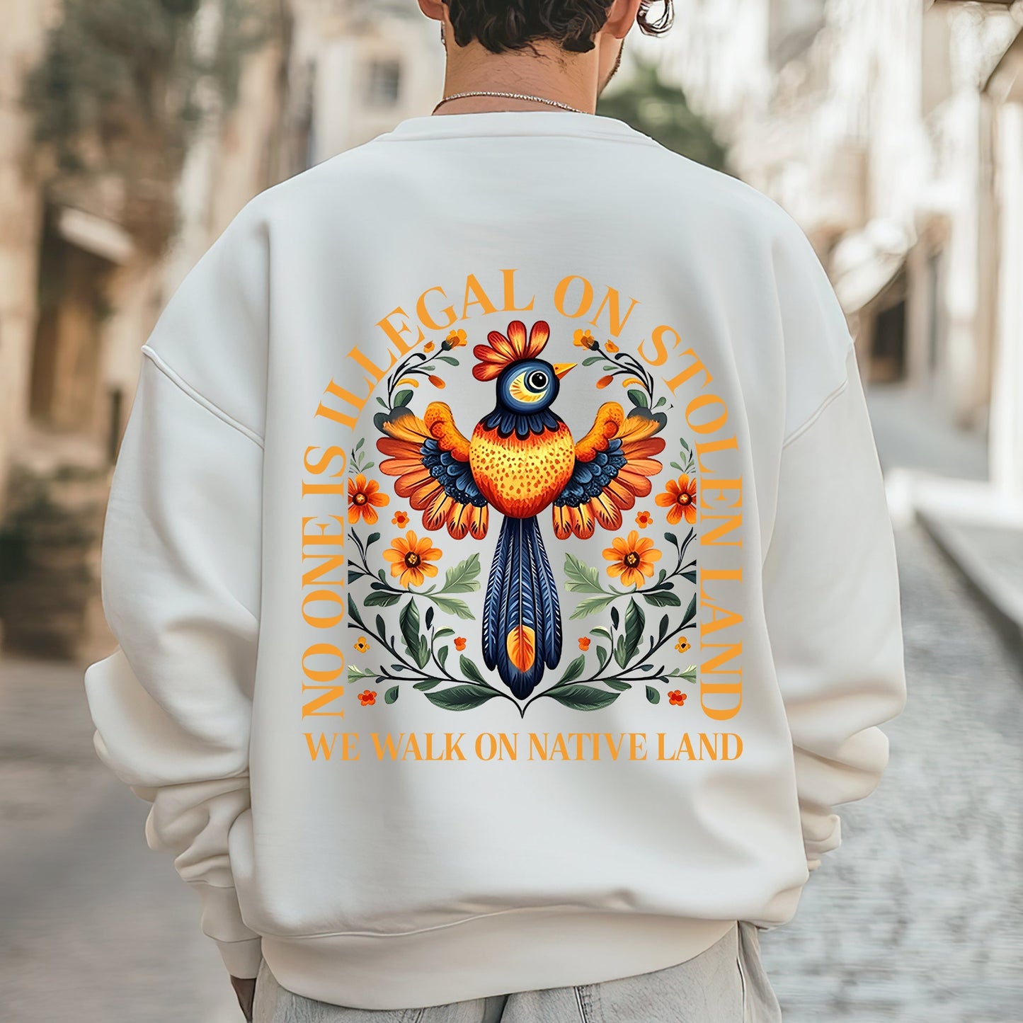 NO ONE IS ILLEGAL ON STOLEN LAND. WE WALK ON NATIVE LAND - Two Sides Unisex T-Shirt/Hoodie/Sweatshirt