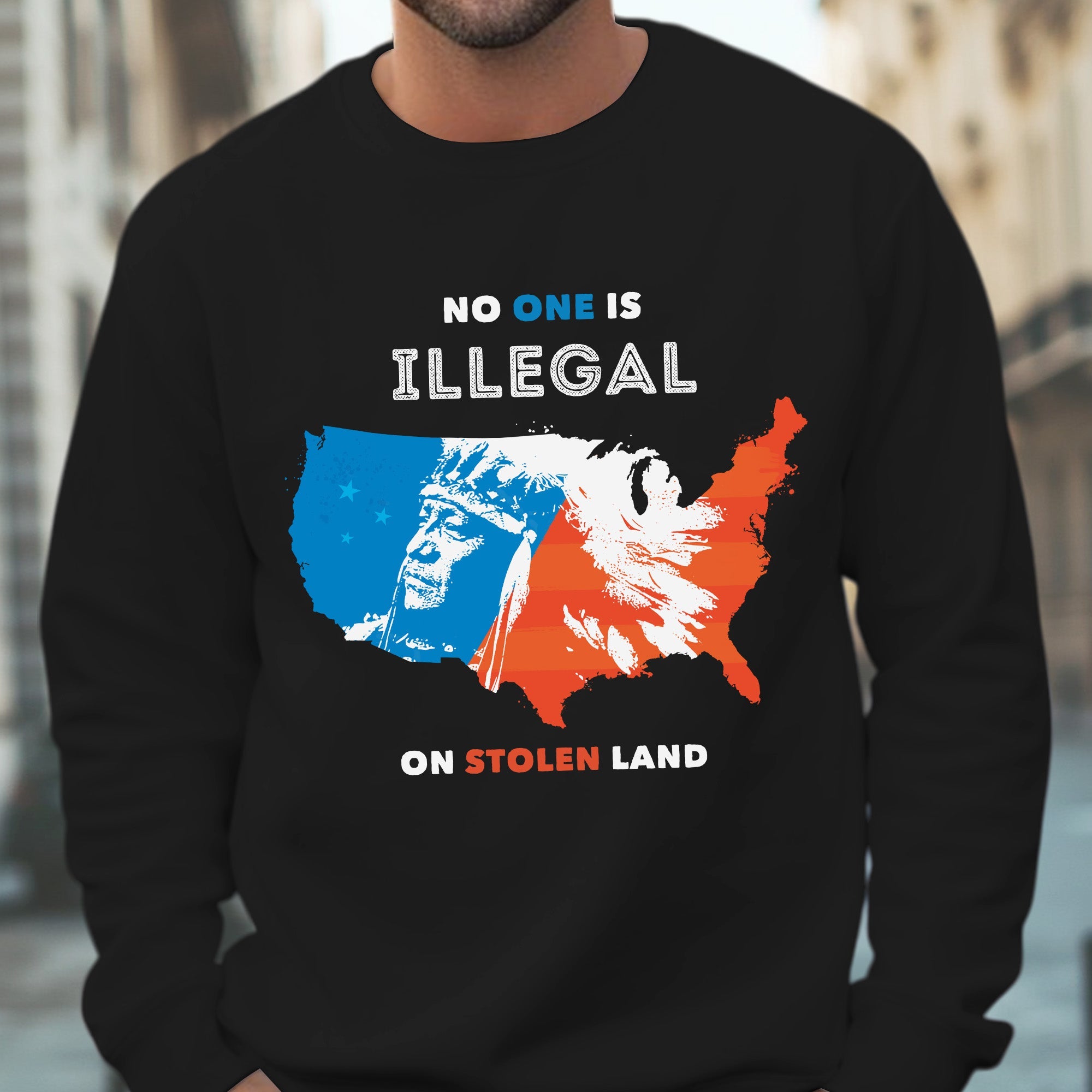 NO ONE IS ILLEGAL ON STOLEN LAND. WE WALK ON NATIVE LAND Style 9 - One Sides Unisex T-Shirt/T-Shirt V-Neck/Hoodie/Sweatshirt