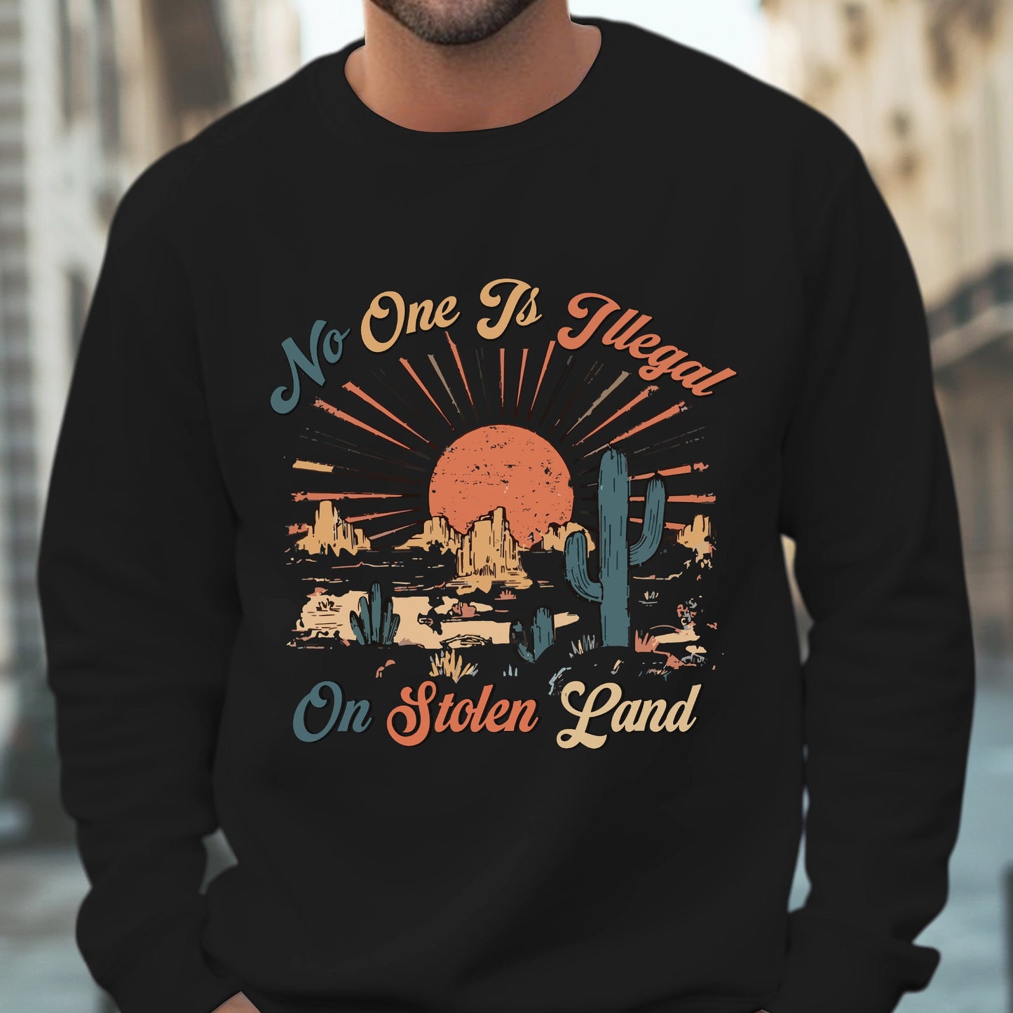 NO ONE IS ILLEGAL ON STOLEN LAND Style 12 - One Sides Unisex T-Shirt/T-Shirt V-Neck/Hoodie/Sweatshirt