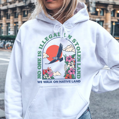 NO ONE IS ILLEGAL ON STOLEN LAND. WE WALK ON NATIVE LAND Style 5 - One Sides Unisex T-Shirt/T-Shirt V-Neck/Hoodie/Sweatshirt