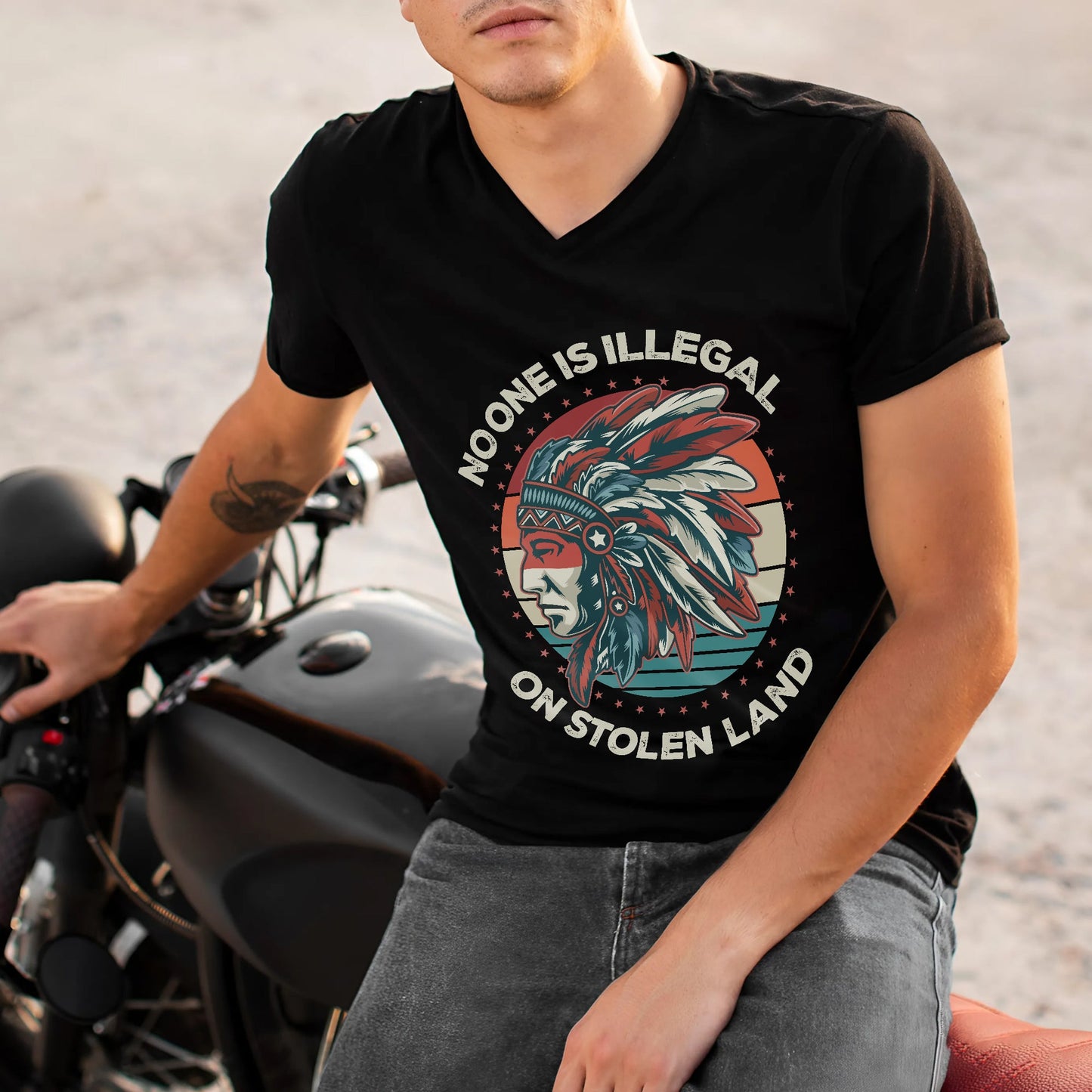 NO ONE IS ILLEGAL ON STOLEN LAND Style 13 - One Sides Unisex T-Shirt/T-Shirt V-Neck/Hoodie/Sweatshirt