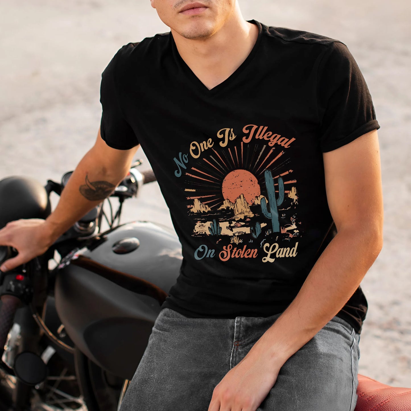 NO ONE IS ILLEGAL ON STOLEN LAND Style 12 - One Sides Unisex T-Shirt/T-Shirt V-Neck/Hoodie/Sweatshirt