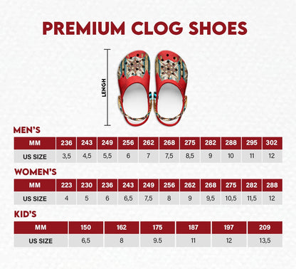 Fleece Unisex Dark Pattern Clog Shoes For Women and Men Native American Style