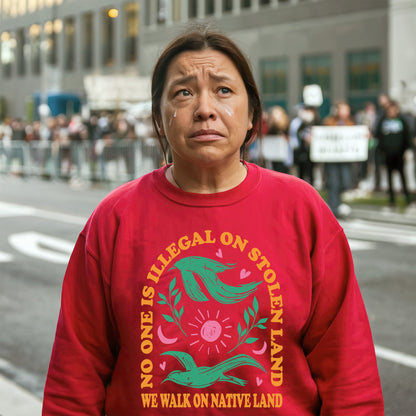 NO ONE IS ILLEGAL ON STOLEN LAND. WE WALK ON NATIVE LAND Style 3 - One Sides Unisex T-Shirt/T-Shirt V-Neck/Hoodie/Sweatshirt