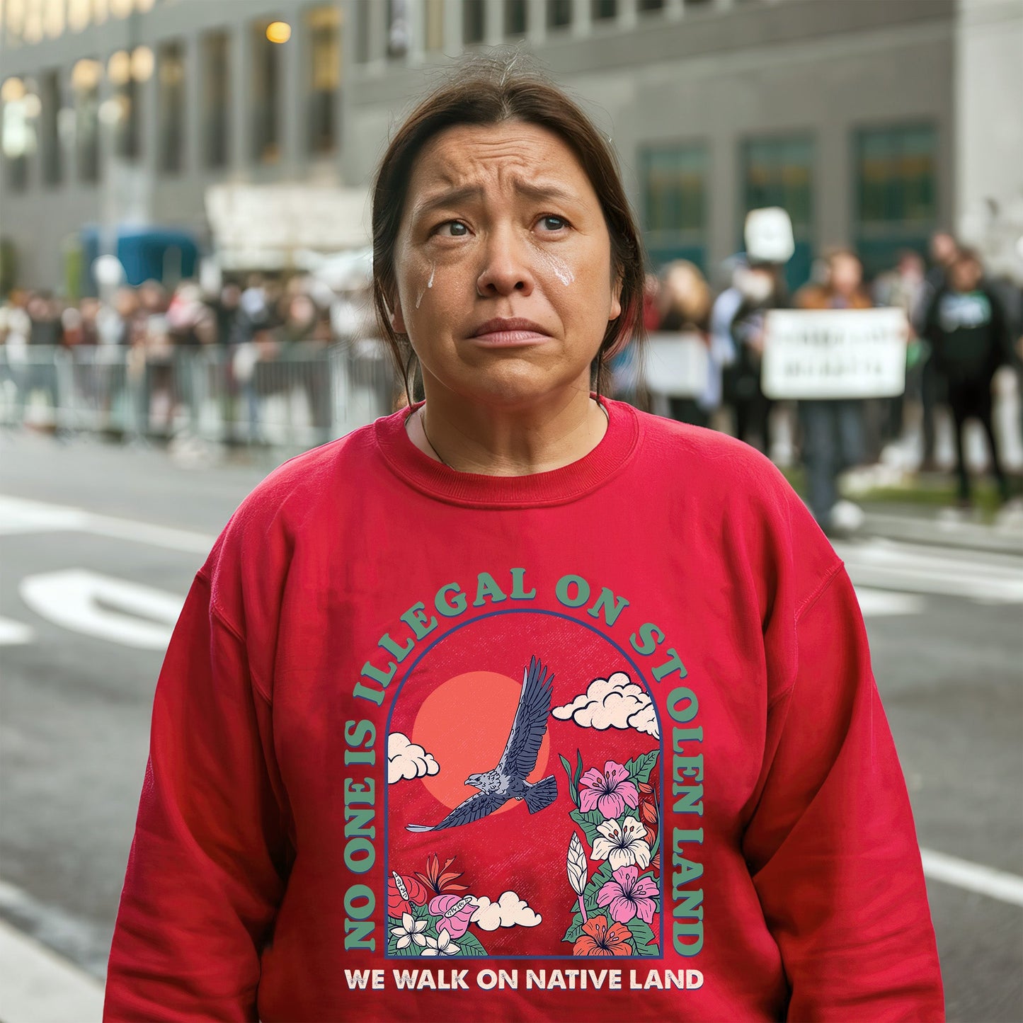 NO ONE IS ILLEGAL ON STOLEN LAND. WE WALK ON NATIVE LAND Style 5 - One Sides Unisex T-Shirt/T-Shirt V-Neck/Hoodie/Sweatshirt