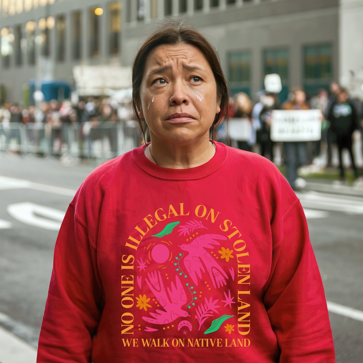 NO ONE IS ILLEGAL ON STOLEN LAND. WE WALK ON NATIVE LAND Style 2 - One Sides Unisex T-Shirt/Hoodie/Sweatshirt