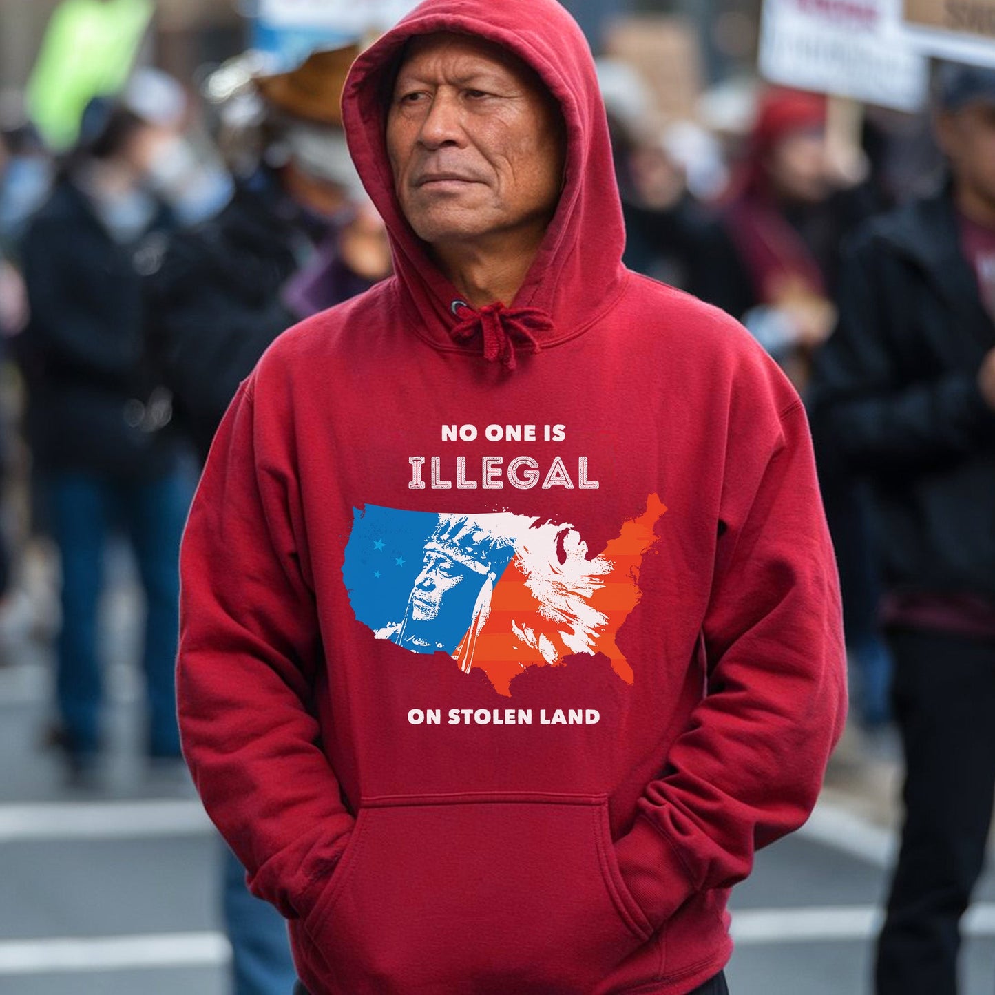 NO ONE IS ILLEGAL ON STOLEN LAND. WE WALK ON NATIVE LAND Style 9 - One Sides Unisex T-Shirt/T-Shirt V-Neck/Hoodie/Sweatshirt