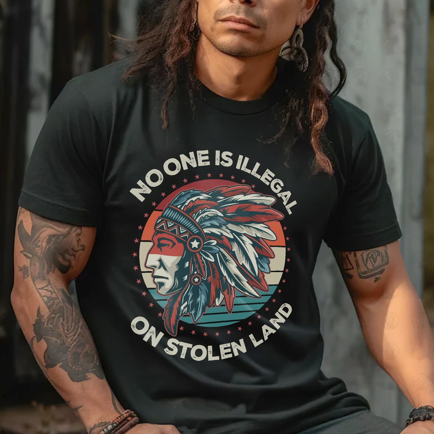 NO ONE IS ILLEGAL ON STOLEN LAND Style 13 - One Sides Unisex T-Shirt/T-Shirt V-Neck/Hoodie/Sweatshirt