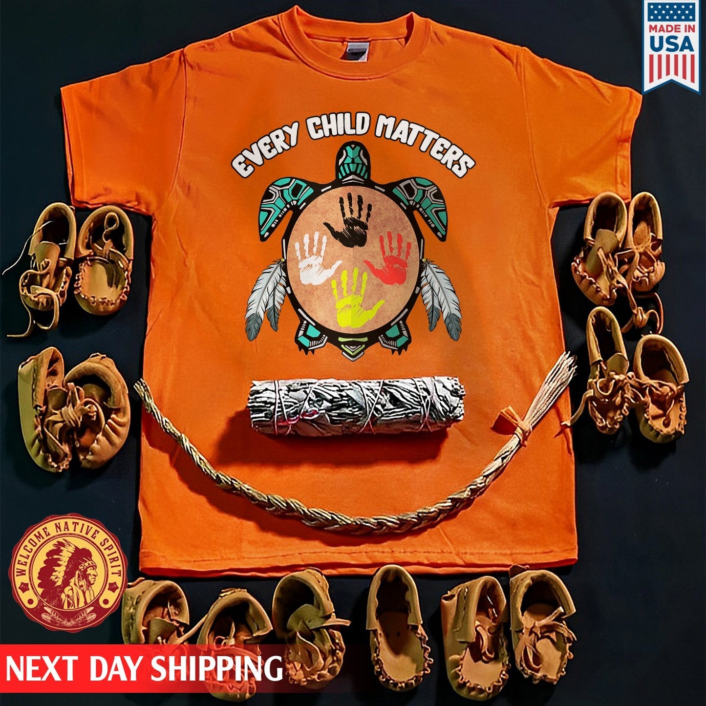 Every Child Matters Feather Hand Color On Turtle For Orange Shirt Day Unisex T-Shirt/Hoodie/Sweatshirt