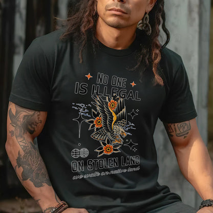 NO ONE IS ILLEGAL ON STOLEN LAND. WE WALK ON NATIVE LAND Style 11 - One Sides Unisex T-Shirt/T-Shirt V-Neck/Hoodie/Sweatshirt