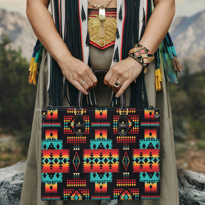 Black Native Tribes Pattern Leather Handbag WCS002