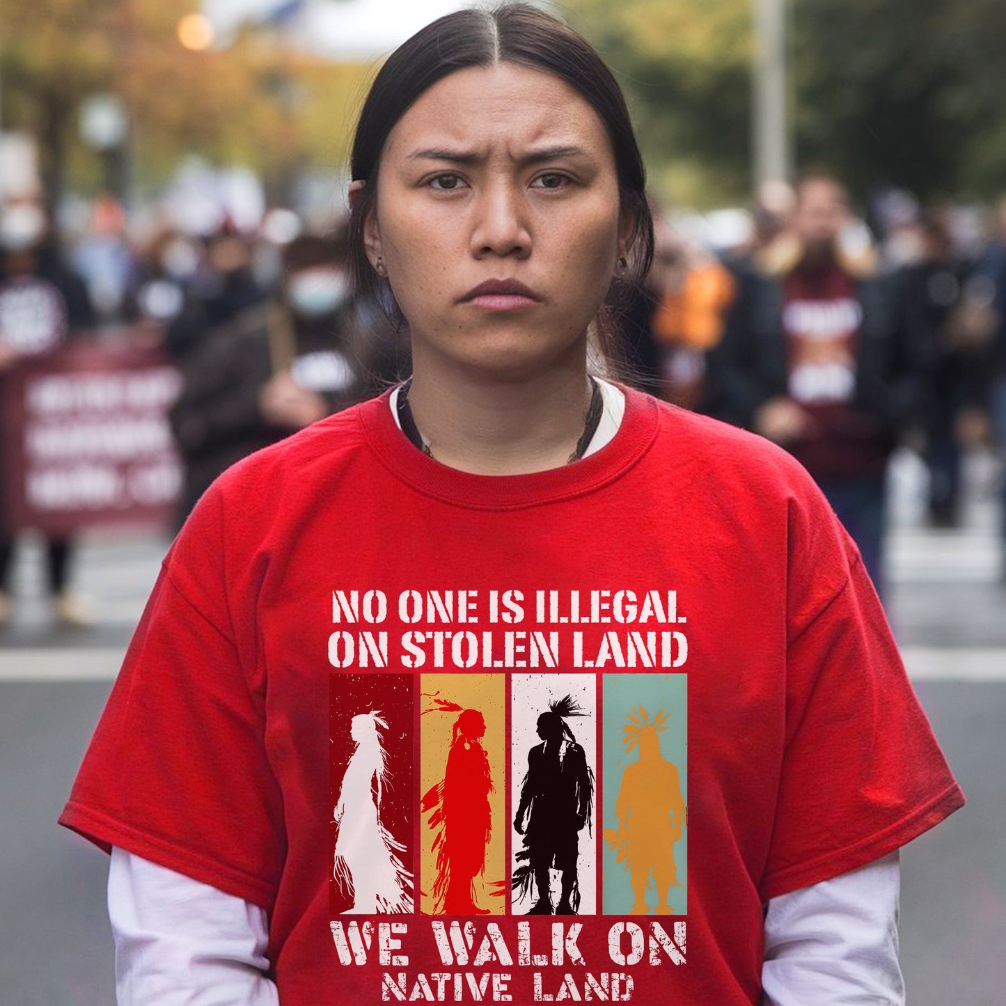 NO ONE IS ILLEGAL ON STOLEN LAND. WE WALK ON NATIVE LAND Style 8 - One Sides Unisex T-Shirt/T-Shirt V-Neck/Hoodie/Sweatshirt