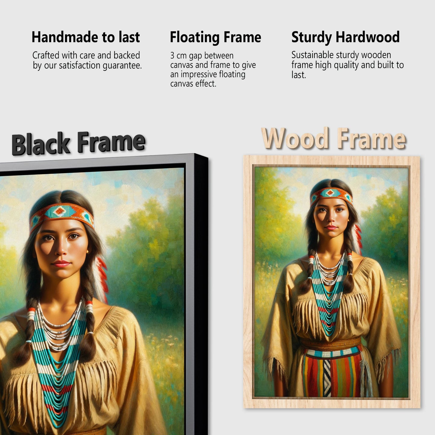 Custom Native American Women Standing Photo Canvas Art Gift Home Decor