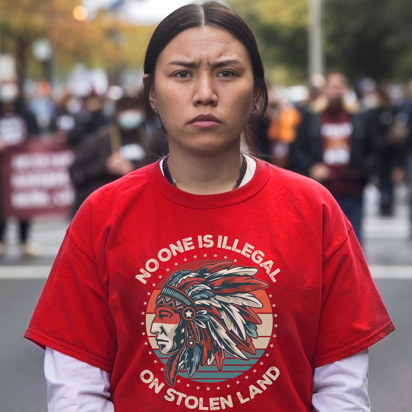 NO ONE IS ILLEGAL ON STOLEN LAND Style 13 - One Sides Unisex T-Shirt/T-Shirt V-Neck/Hoodie/Sweatshirt