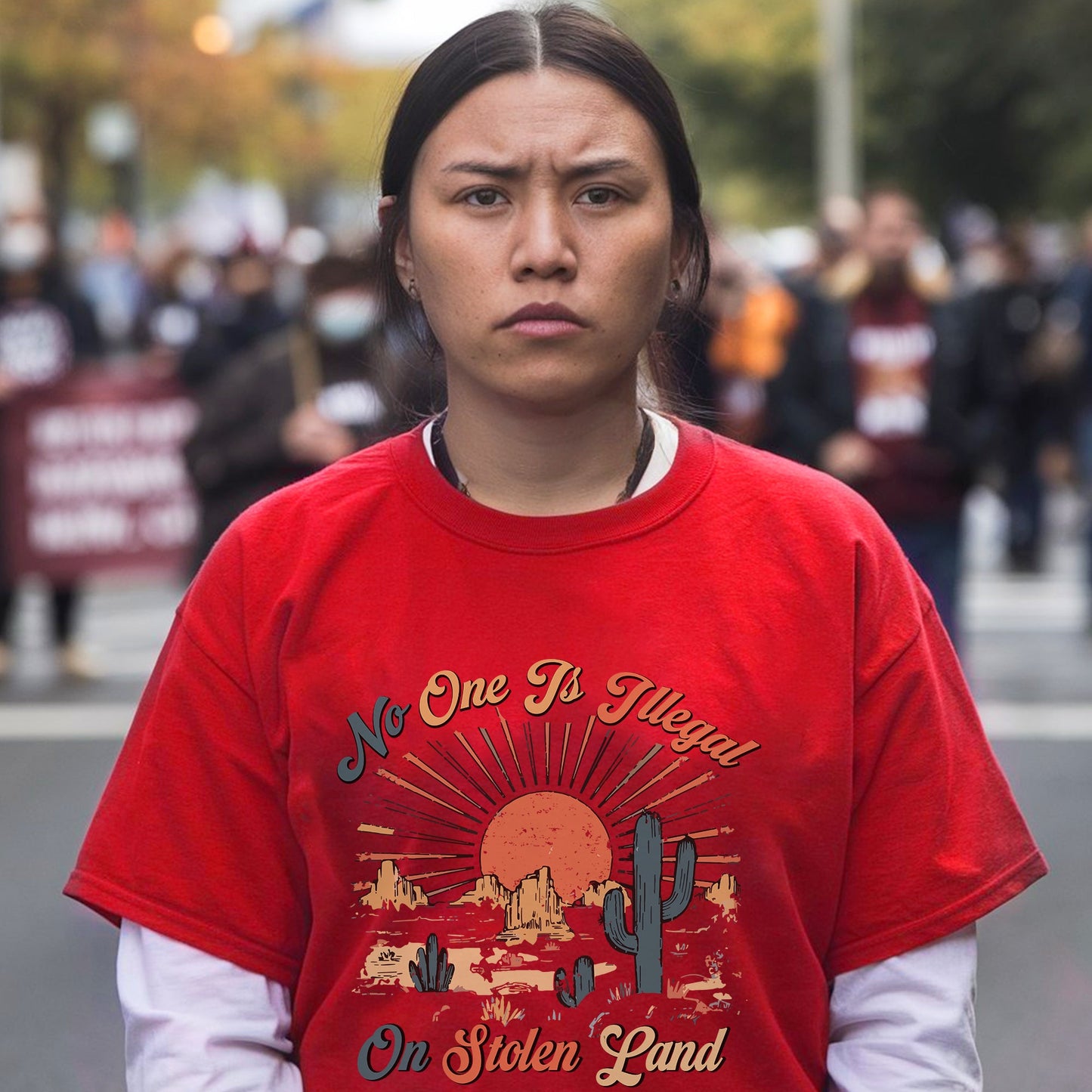 NO ONE IS ILLEGAL ON STOLEN LAND Style 12 - One Sides Unisex T-Shirt/T-Shirt V-Neck/Hoodie/Sweatshirt