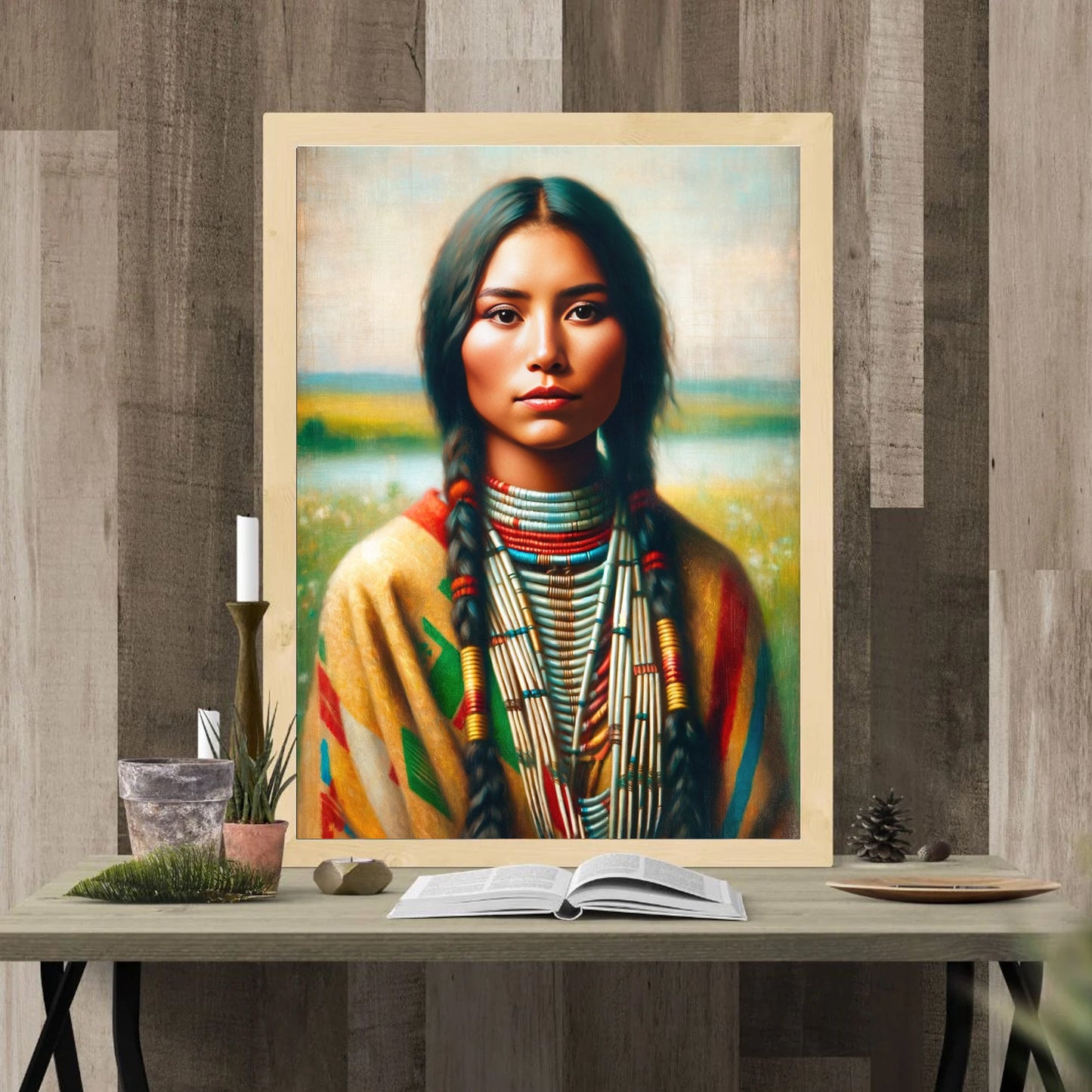 Custom Native American Women Portrait Photo Canvas Art Gift Home Decor