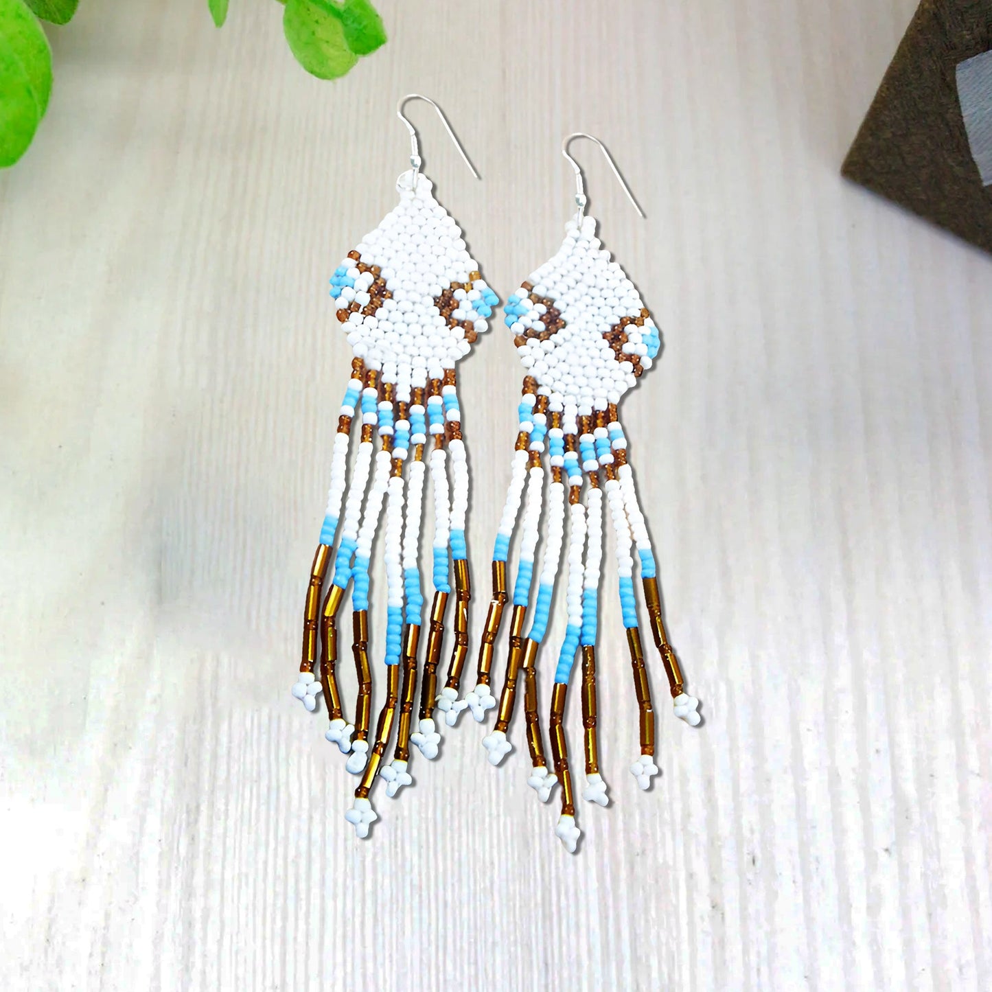 SALE 30% OFF - White Seed Beaded Handmade Earrings For Women