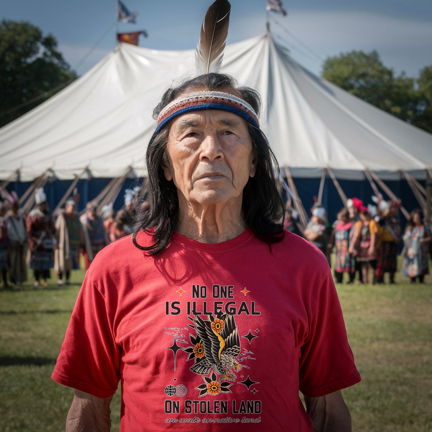 NO ONE IS ILLEGAL ON STOLEN LAND. WE WALK ON NATIVE LAND Style 11 - One Sides Unisex T-Shirt/T-Shirt V-Neck/Hoodie/Sweatshirt