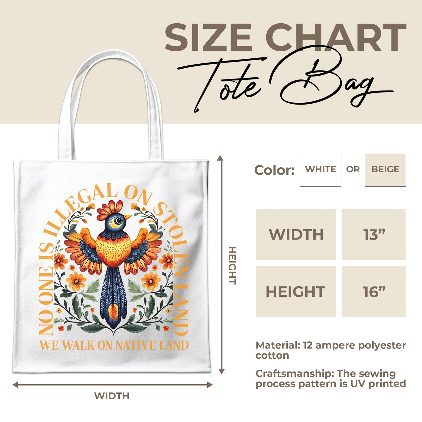 NO ONE IS ILLEGAL ON STOLEN LAND. WE WALK ON NATIVE LAND - Tote Bag
