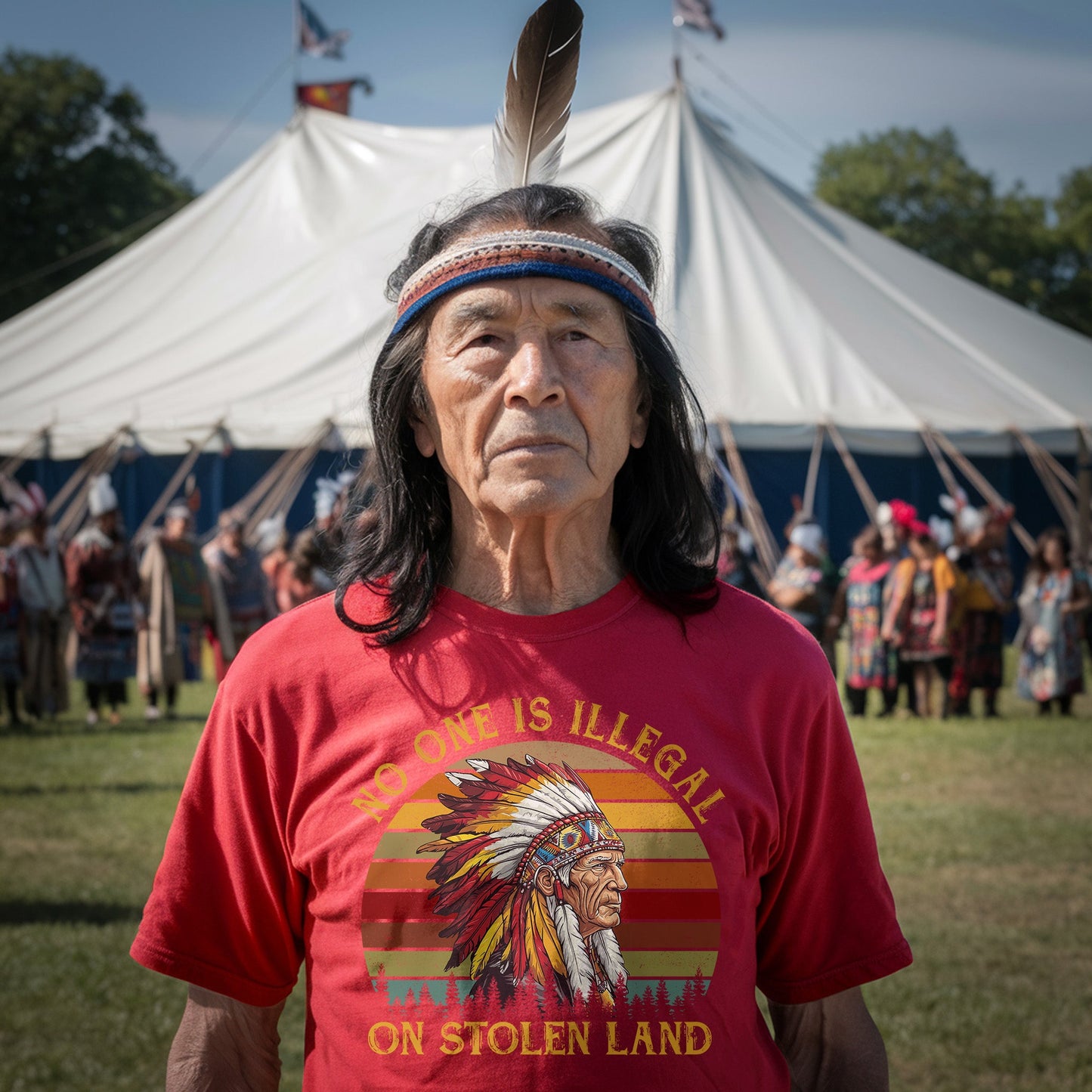 NO ONE IS ILLEGAL ON STOLEN LAND. WE WALK ON NATIVE LAND Style 6 - One Sides Unisex T-Shirt/T-Shirt V-Neck/Hoodie/Sweatshirt