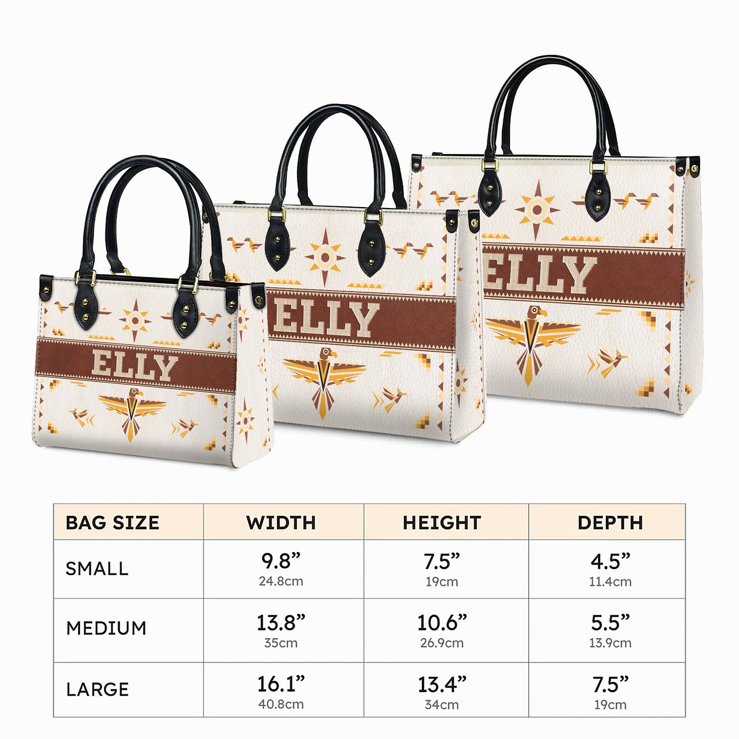 Personalized Leather Handbag for Women - Design Patten Boho Aztec Style LB02