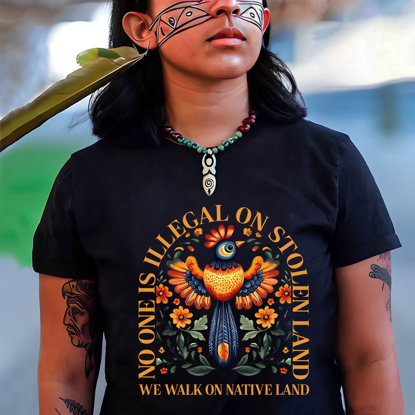 NO ONE IS ILLEGAL ON STOLEN LAND. WE WALK ON NATIVE LAND - One Sides Unisex T-Shirt/Hoodie/Sweatshirt